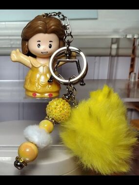 Fisher-Price Yellow Fuzzy Pom Pom Keychain Charm